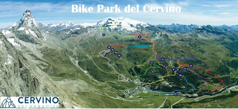 Mappa trail bike park cervinia Valtournenche