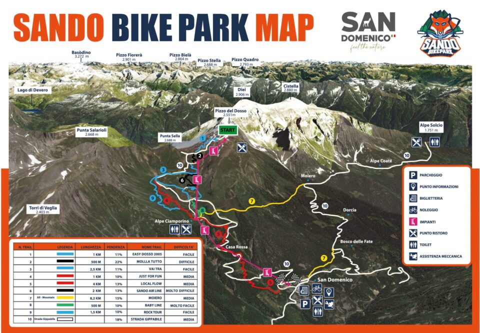 Mappa sentieri Sando Bike Park