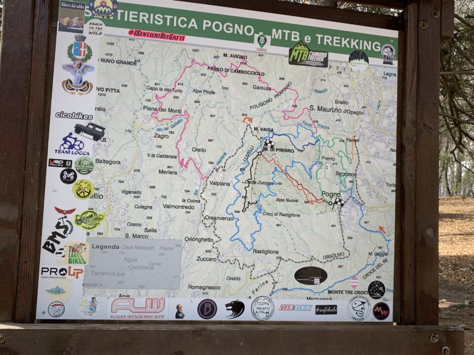 mappa sentieri del Bike park Pogno