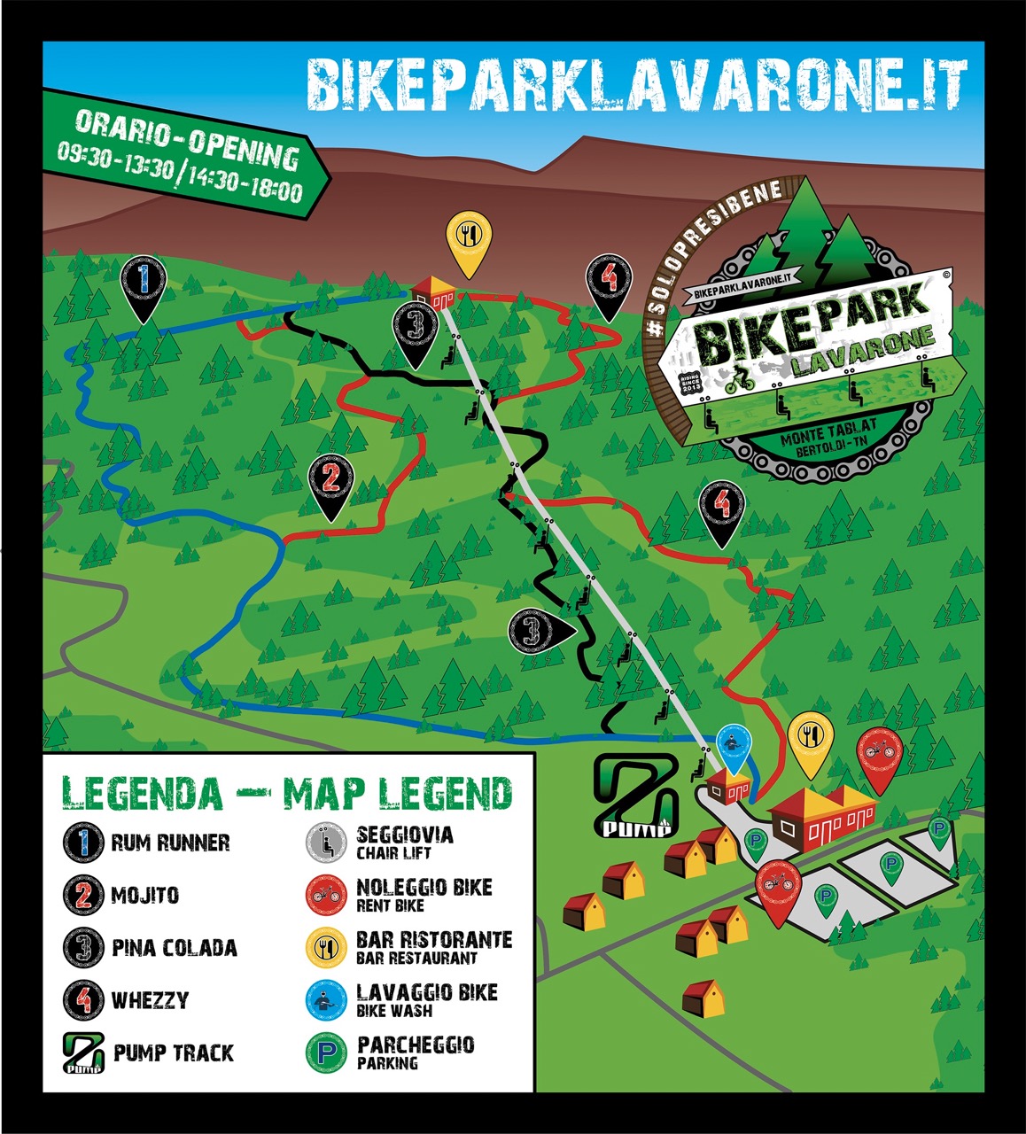 Bike Park Alpe Cimbra Lavarone mappa